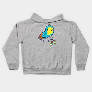 Blue Hummingbird on a Branch, Kawaii Cute Kids Hoodie